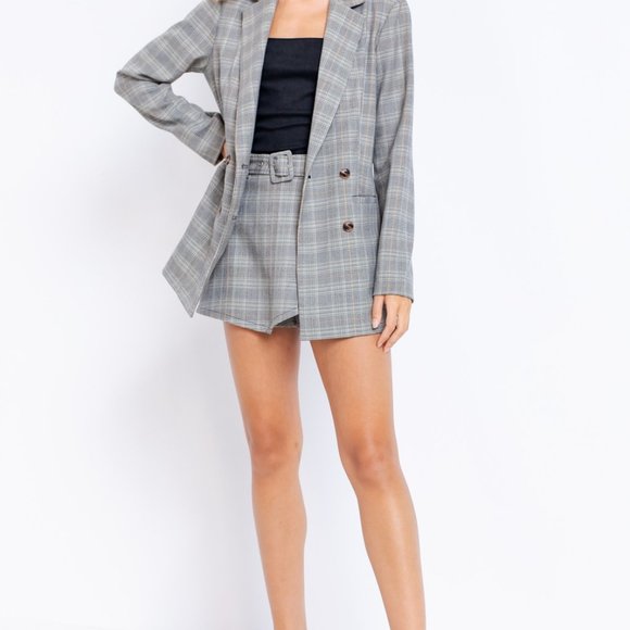 New Gray Plaid Women's Blazer - Picture 2 of 12